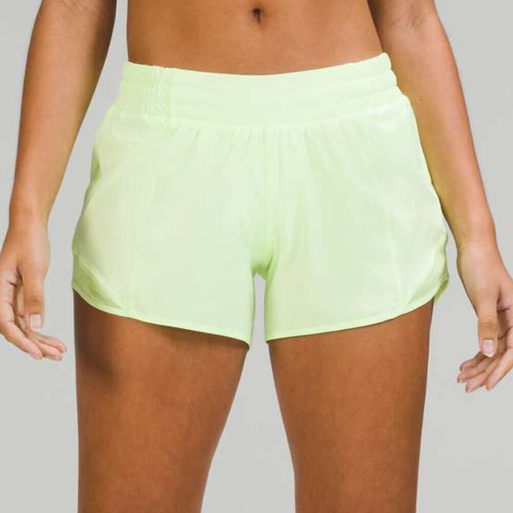 Lululemon Hotty Hot Low-Rise Lined Short 4" - 4 Faded Zap